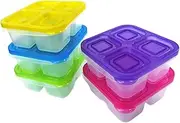 [WEEK NINE] Bento Lunch Boxes, Divided Bento Snack Box, 4-Compartment Reusable Meal Prep Food Containers (Multicolor-5 Pack)