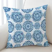 Stunning Blue Turquoise Moroccan Mandalas Cushion Cover