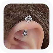 [TRBR] 2Pcs 16G Heart Cartilage Earrings, Surgical Steel Stud Helix Earrings for Helix Piercing, Cartilage Piercing Studs, 16G-6mm, surgical steel, No Gemstone