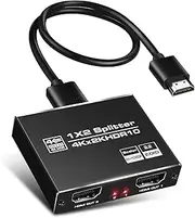 4K@60Hz HDMI Splitter 1 in 2 Out, avedio Links Aluminum HDMI Splitter for Dual Monitors Mirror with Same Image, 1x2 HDMI2.0b Splitter HDCP2.2 compatible with Xbox, PS5, Roku (1 Source onto 2 Displays)