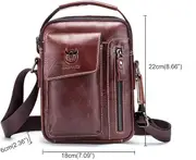 Chest Bag Men Genuine Leather Chest Bag, BULLCAPTAIN Crossbody Shoulder Bag Sling Bags Backpack Messenger Bag Daypack For Business Casual Sport Hiking Travel Dark Brown