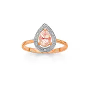 9ct Rose Gold Morganite & Diamond Dress Ring in Peach