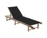 Garden Sun Lounger with Cushion Bamboo