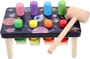 ZUNOXAZ Wooden Activity Early Learning Pounding Bench with Colorful Pegs Mallet Interactive Hammering Game for Educational Animal Recognition