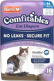 Hartz Comfitables Cat Diapers, Size M 16 Count, Comfortable & Secure Fit, Easy to Put On