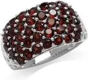 [Silvershake] 3.12ct. Natural Garnet 925 Sterling Silver Vintage Style Cluster Ring