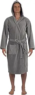 [alpine swiss] Dane Mens Hooded Bathrobe Pure Cotton Terry Cloth Long Robe for Men Super Absorbent Quick Drying Luxury Spa Robe GRY XL/2XL