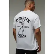 Mens White MAN Active Bronx GymGraphic Oversized T-Shirt