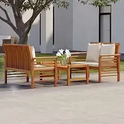 3 Piece Garden Lounge Set with Cushions Solid Wood Acacia, Garden Furniture Sets