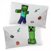 Minecraft Mobs Glow In The Dark Reversible Pillow Case 2-Pack White