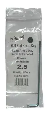 Wiha 2.5mm Ball End Long Arm Hex L-Key Metric Color Coded