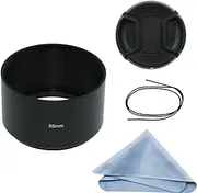 SIOTI Camera Long Focus Metal Lens Hood + Cleaning Cloth + Lens Cap for Nikon Canon Sony Fuji Pentax Sumsung Leica Standard Thread Lens (58mm)