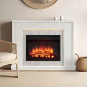 Jade 2000W Electric Fireplace Heater White Mantel Suite