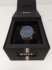 BOSS Men's Tyler Pale Rose Gold Ionic Plated Stainless Steel Case and Brown Calf