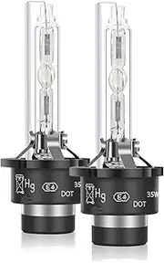 D4S HID Xenon Headlight Bulbs, 6000K White, 150% Brighter, OEM Replacement Stock Bulb Plug and Play, Waterproof IP68, Pack of 2