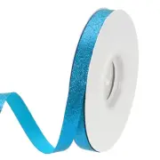 Light Blue Metallic Glitter Ribbon Roll, 3/8 Inch x 25 Yards Sparkly Ribbon