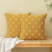 2 Pcs Fall Mustard Yellow Decorative Throw Pillow Covers Rhombic Pillowcase Cushion Case Square for Couch Sofa Bed Living Room Bedroom, 18x18in