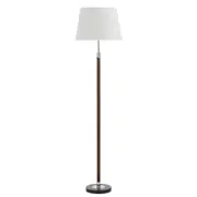 Belmore Contemporary Standing Floor Lamp Light Metal Fabric Walnut White