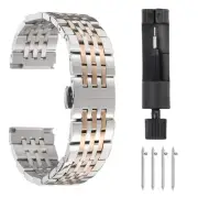 Stainless Steel Watch Bands Set 20mm Butterfly Clasp Watch Strap, Silver Rose