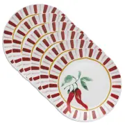 6x Porto Cucina 20cm Porcelain Side Plate Food/Snack Dish Tableware Round Chilli
