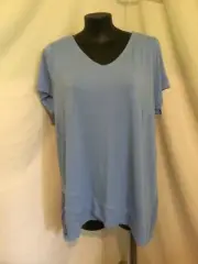 AUTOGRAPH SKY BLUE "OVERLAY HEMLINE" STRETCH TOP SZ 20-NEW REDUCED $
