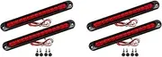 Binxind 4Pcs 10Inch 15 LED Trailer Light LED Stop Turn Tail Light Third Brake Bar Strip for Heavy Duty Boats Trucks Red