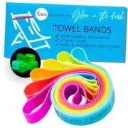 Towel Bands (6-Pack), Beach Pool & Pink, Orange, Yellow, Green, Blue, Purple
