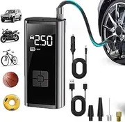 Tire Inflator Portable Air Compressor - 12V DC, 150PSI, 4X Faster Cordless Air Pump with Digital Pressure Gauge and LED Light for Cars, Motorcycles, Bikes, Balls