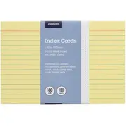 J.Burrows Index Cards Ruled 152 x 102mm Yellow 100 Pack