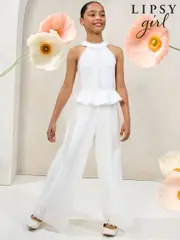 Lipsy White Peplum Occasion Jumpsuit (5-16yrs) (AP0891) | $125 - $143