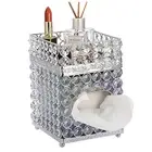 Square Tissue Box Cover- Crystal Cube Tissue Box with Storage Tray, Stylish T...