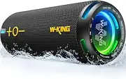 [W-KING] Portable Bluetooth Speaker with 360° Surround Sound, IP67 Waterproof and Dustproof Louder Outdoor Speakers Wireless, APP Customized EQ, 24H Playtime, Bluetooth 5.3, Lights/TF/AUX