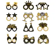 12 Pieces New Year Party Paper Eyeglasses 2024 PropsNew Years Eve GlassesHappy New Year Decorations 2024,style2