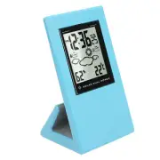 (Blue)Weather Forcast Clock Solar Battery Powered Square LCD Display Timing FF