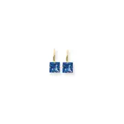 14k Yellow Gold 7mm Princess Cut Tanvorite leverback Earrings