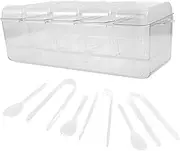 Luxshiny 4 Compartment Salad Crisper Dividing Lid Condiment Server Tray Ice Chilled for Snack Party Home Use