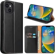 GoshukunTech Case for iPhone 15,for iPhone 15 Wallet Cover,6.1 inch,Magnetic Wallet Case Leather Flip Folio Cover with Card Slots-Black