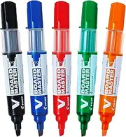 Pilot Begreen V Board Master Whiteboard Marker - Chisel - Pack of 5, Assorted colours, Refillable
