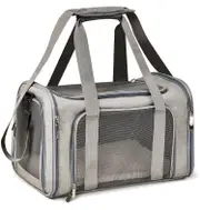 GGP L Grey Portable Foldable Pet Carrier Bag Large Capacity Travel Carrier For 2 Small Pets, Comfortable And Stylish Cat Backpack, Foldable & Easy To Carry
