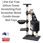 i.Pet Cat Tree 120cm Tower Scratching Post Scratcher Wood Condo House Bed Toys