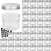 40 Count 4oz Mason Jar Set with Silver Lids and Chalkboard Labels for Canning