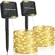 [HELESIN] Fairy Lights,2 Pack 12M/39FT 120Led Solar Garden Lights,String Lights with 8 Modes,Solar Fairy Lights Waterproof, Copper Wire Lights for Patio Yard Trees Christmas Wedding Party (Warm White)