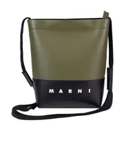 Marni Logo Printed Colorblock Shoulder Bag One size Deep Sage/Black