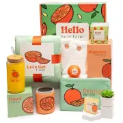 Self Care Package for Women Orange Fruit Themed Get Well Soon Basket Spa Gifts