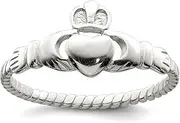 [JewelryWeb] 925 Sterling Silver Solid Textured Polished Ring Size 6 Band Style-Ring for Women