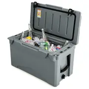 Costway 47L Outdoor Ice Chest Portable Hard Cooler w/Bottle Opener Camping BBQ Beach RV Grey