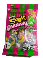Bee-Sour Apple Mini Sour Carnival Pops. Goes From Sweet To Sour. 2.0oz/82gm