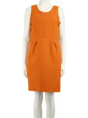 Orange Side Button Up Detail Dress