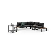 Nova Outdoor Aluminium Lounge With Bar Cart & Side Table