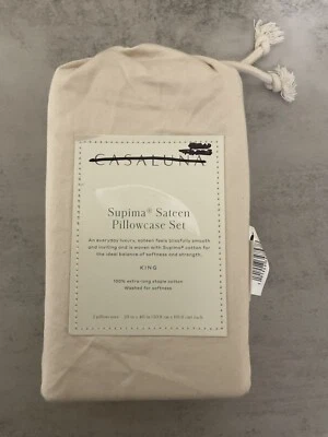 Casaluna Pillowcases Supima Sateen King Natural 500 Thread Count